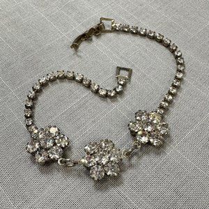 Vintage Triple Flower Rhinestone Bracelet